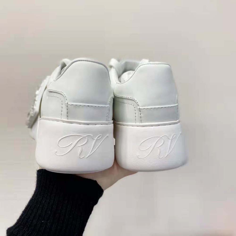 Roger Vivier Women Viv Skate Strass Buckle Sneakers in Soft Leather-White - image 4