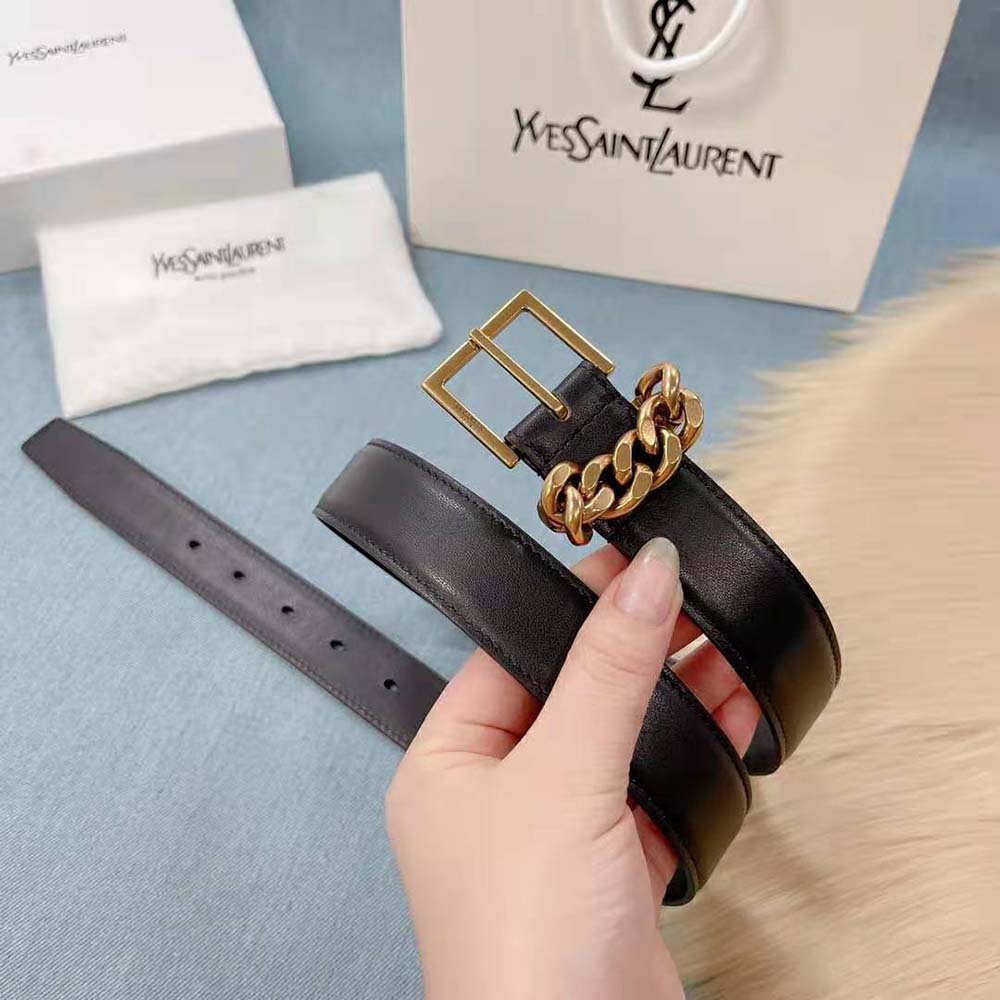Saint Laurent YSL Women Chain-loop Narrow Belt with Square Buckle in Suede - image 9