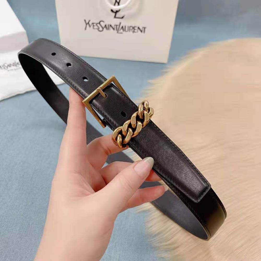 Saint Laurent YSL Women Chain-loop Narrow Belt with Square Buckle in Suede - image 6