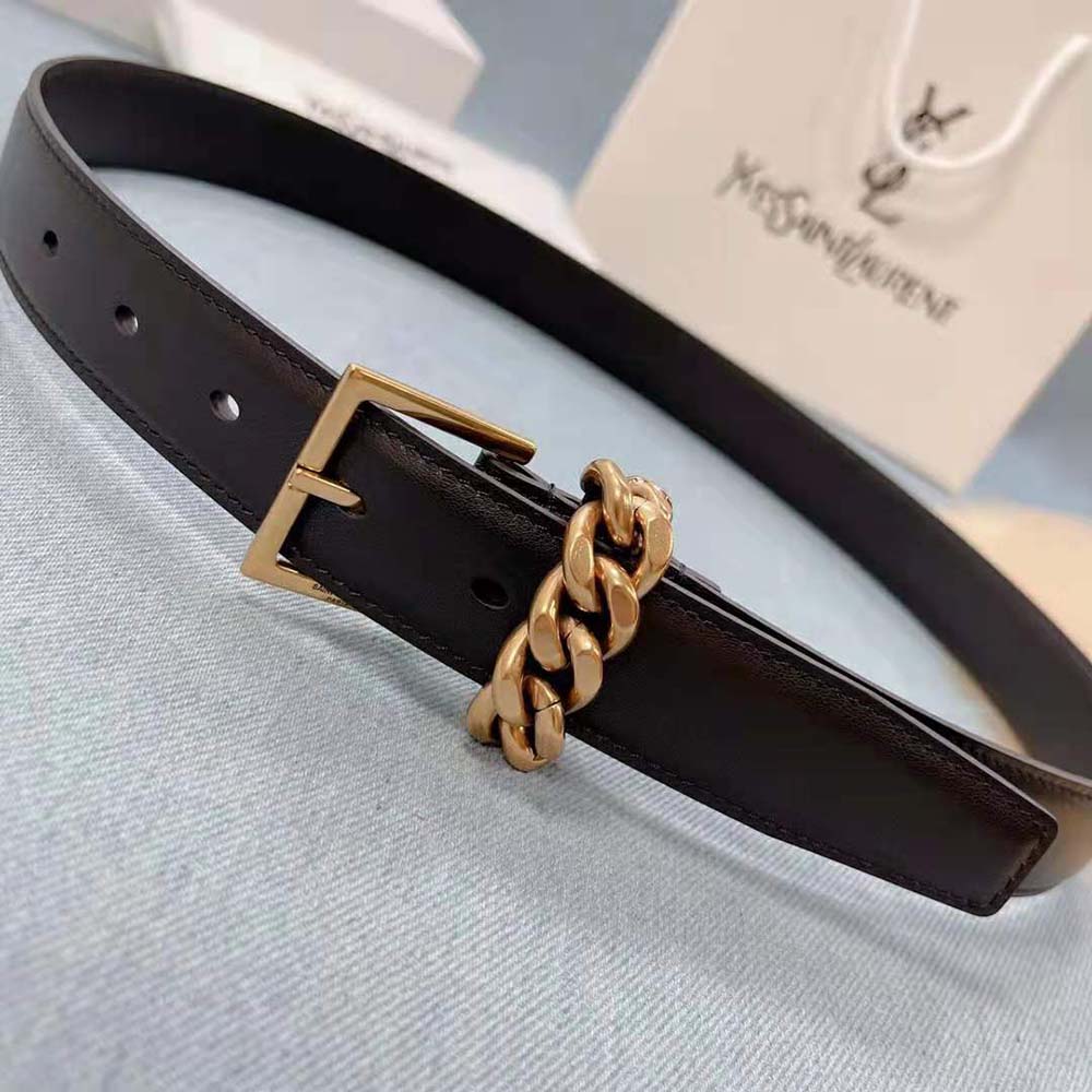 Saint Laurent YSL Women Chain-loop Narrow Belt with Square Buckle in Suede - image 5