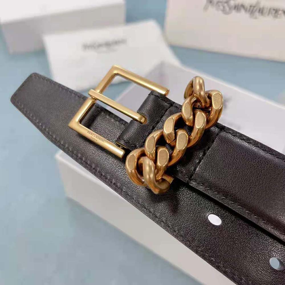 Saint Laurent YSL Women Chain-loop Narrow Belt with Square Buckle in Suede - image 8