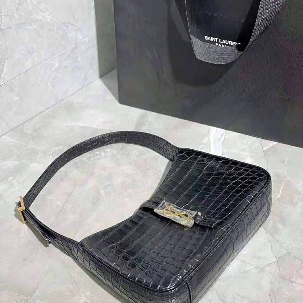 Saint Laurent YSL Women LE 5 A 7 Hobo Bag in Crocodile-Embossed Shiny Leather - image 4