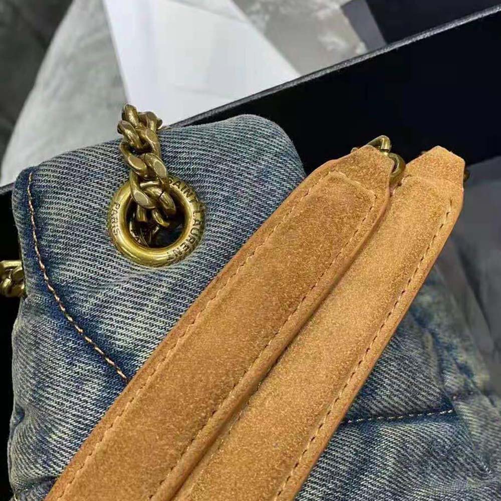 Saint Laurent YSL Women Puffer Small Bag in Quilted Vintage Denim and Suede - image 10