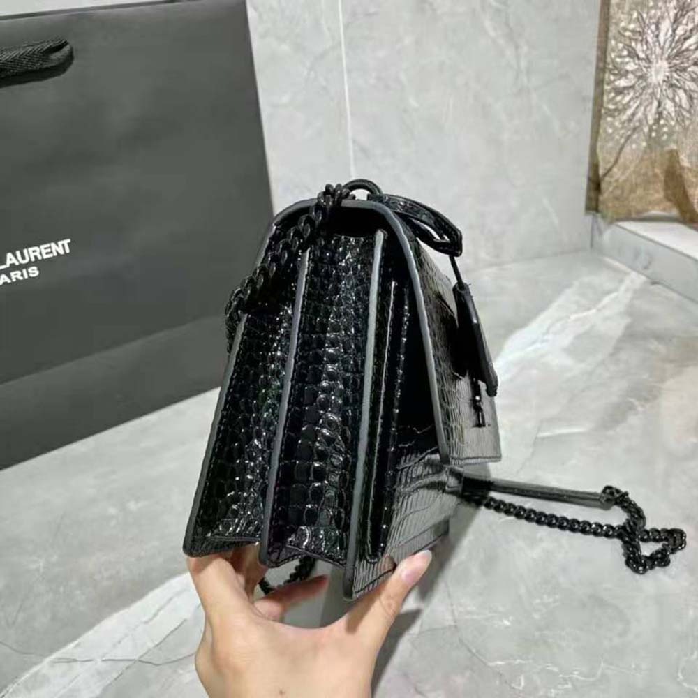 Saint Laurent YSL Women Sunset Medium in Crocodile Embossed Shiny Leather - image 6
