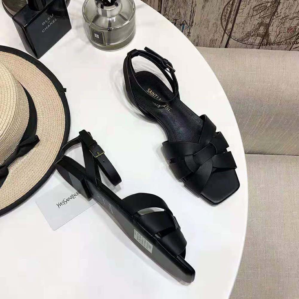 Saint Laurent YSL Women Tribute Flat Sandals in Smooth Leather - image 5