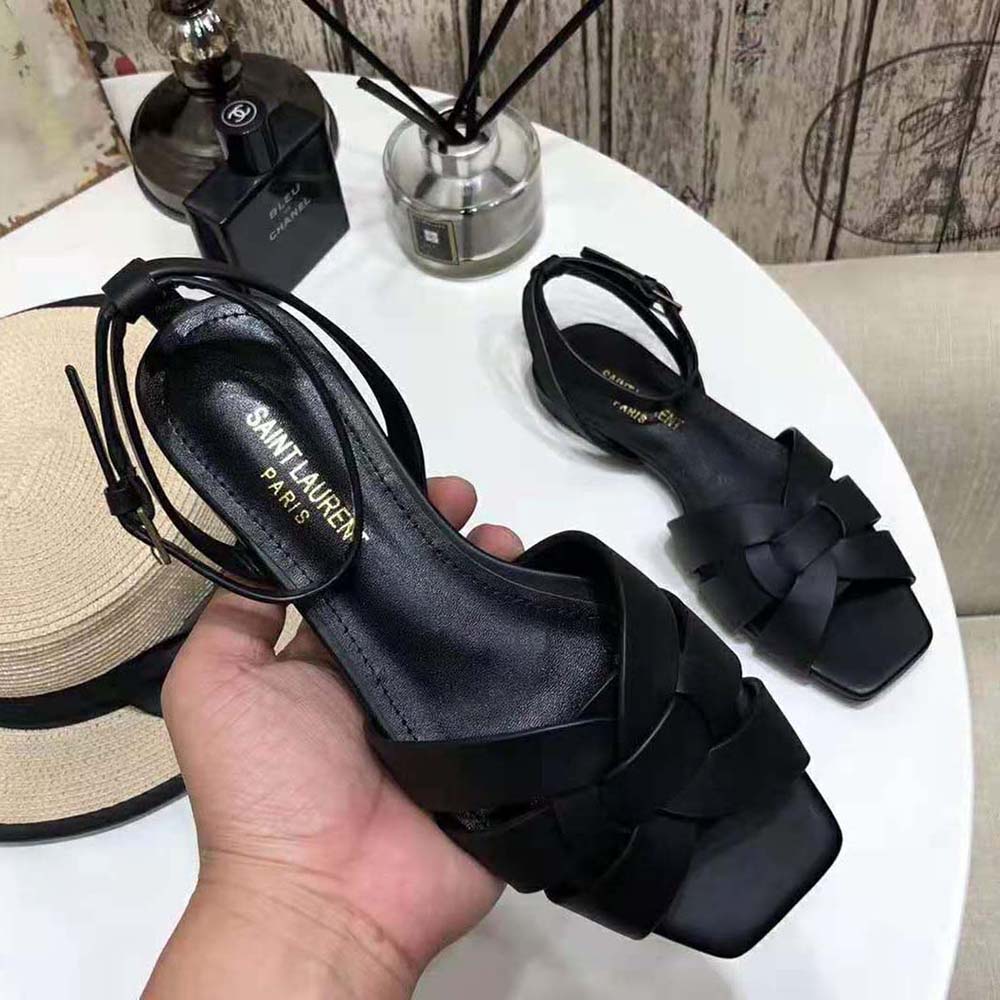 Saint Laurent YSL Women Tribute Flat Sandals in Smooth Leather - image 9