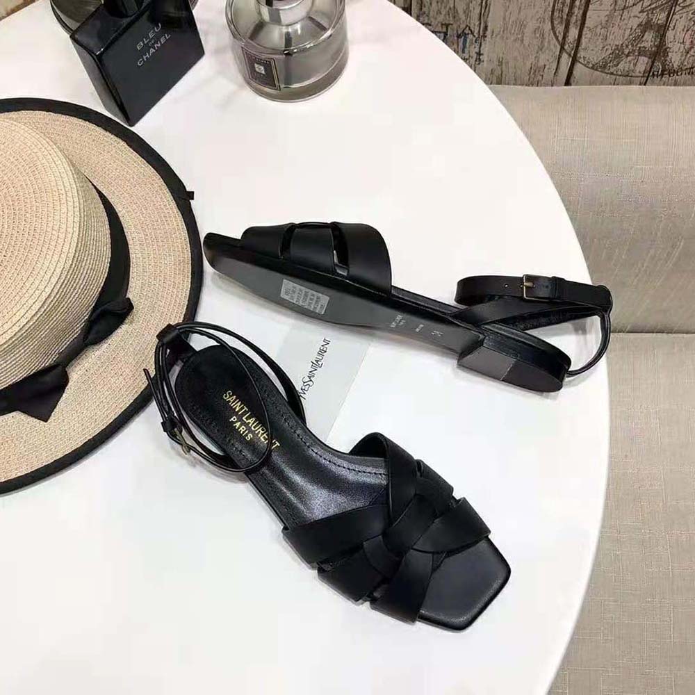 Saint Laurent YSL Women Tribute Flat Sandals in Smooth Leather - image 7