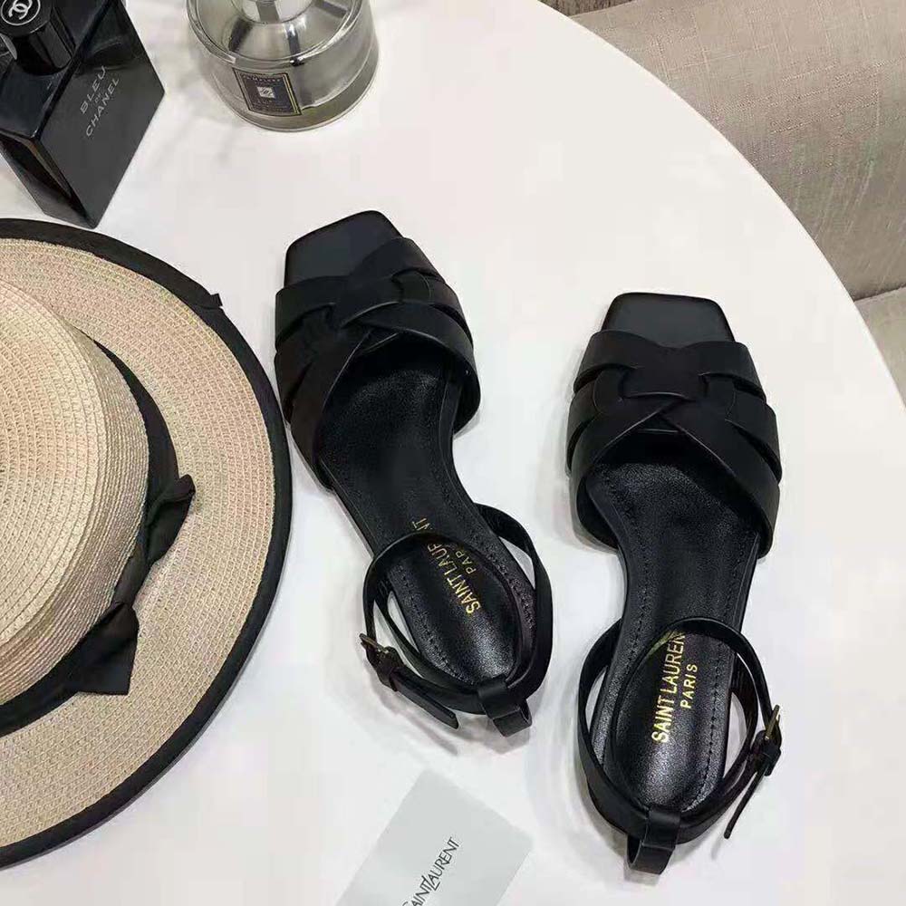 Saint Laurent YSL Women Tribute Flat Sandals in Smooth Leather - image 4