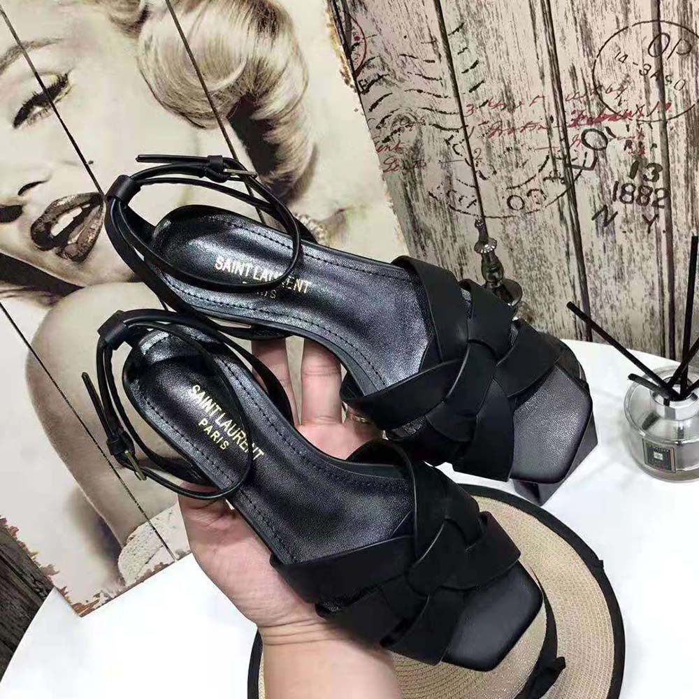 Saint Laurent YSL Women Tribute Flat Sandals in Smooth Leather - image 8