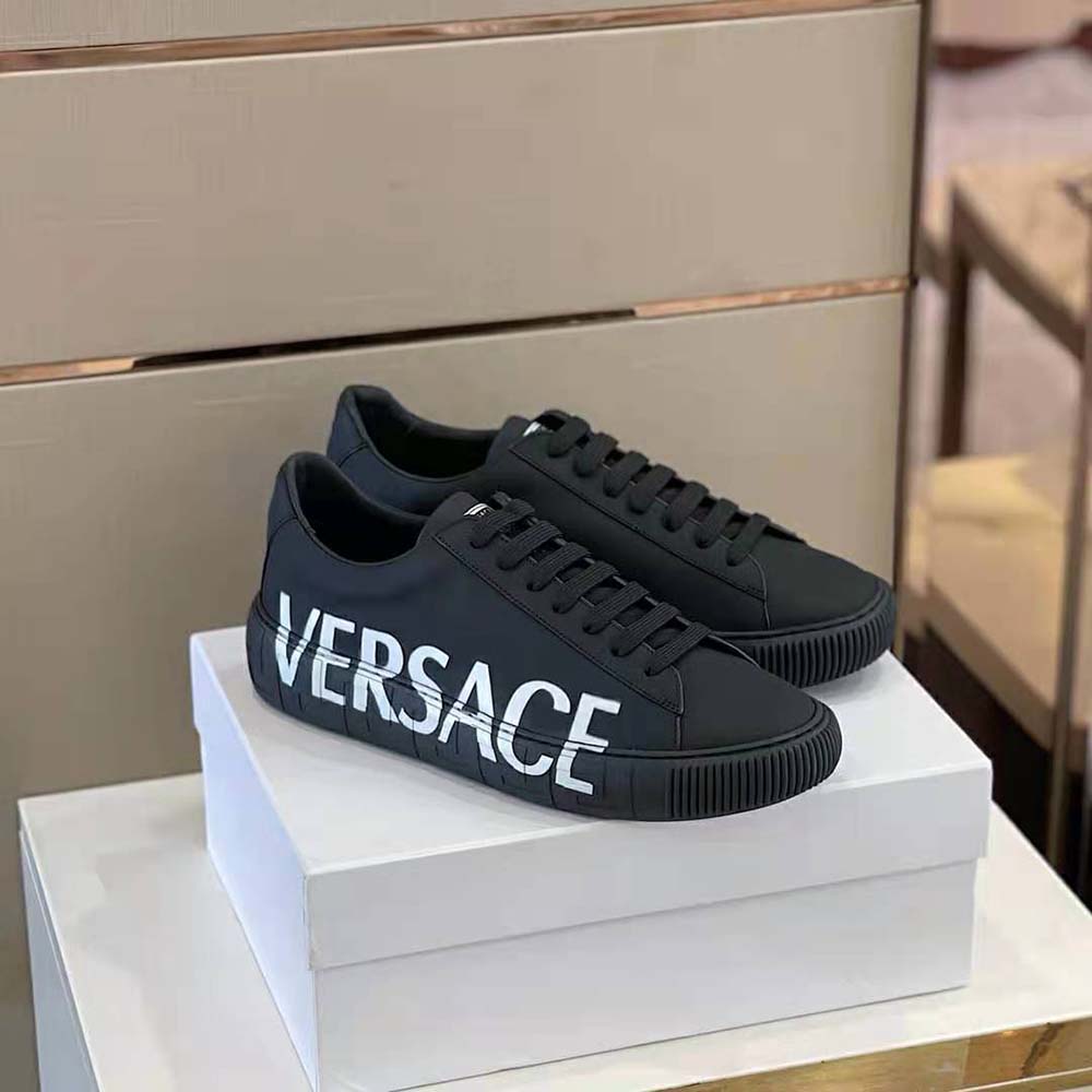 Versace Unisex Shoes Greca Logo Sneakers-Black - image 4