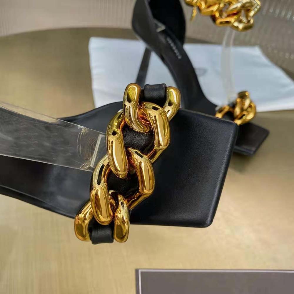 Versace Women Medusa Chain Nappa Leather Sandals in 11cm Heel-Black - image 7