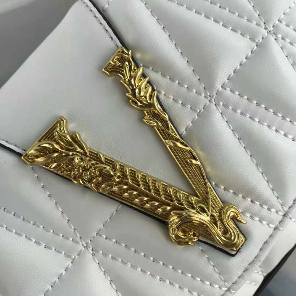 Versace Women Virtus Quilted Belt Bag in Calfskin Leather-White - image 8
