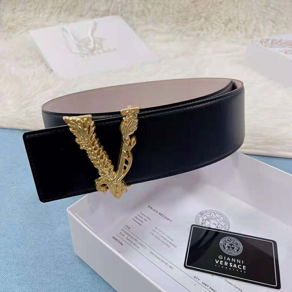 Versace Women Virtus Waist belt in Calf Leather-Black - image 4
