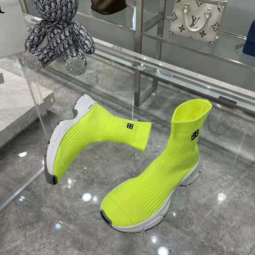 Balenciaga Women Speed 3.0 Sneaker in Neon Yellow Recycled Knit - image 4