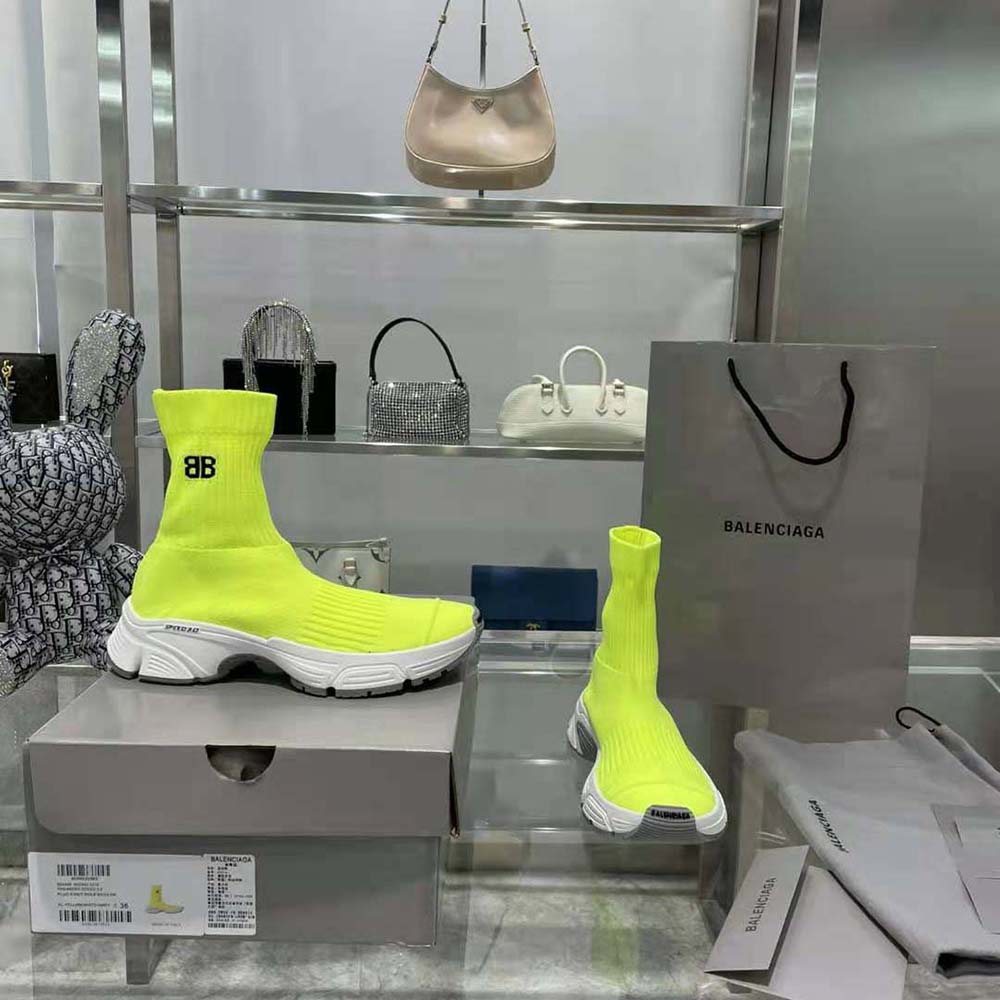 Balenciaga Women Speed 3.0 Sneaker in Neon Yellow Recycled Knit - image 5