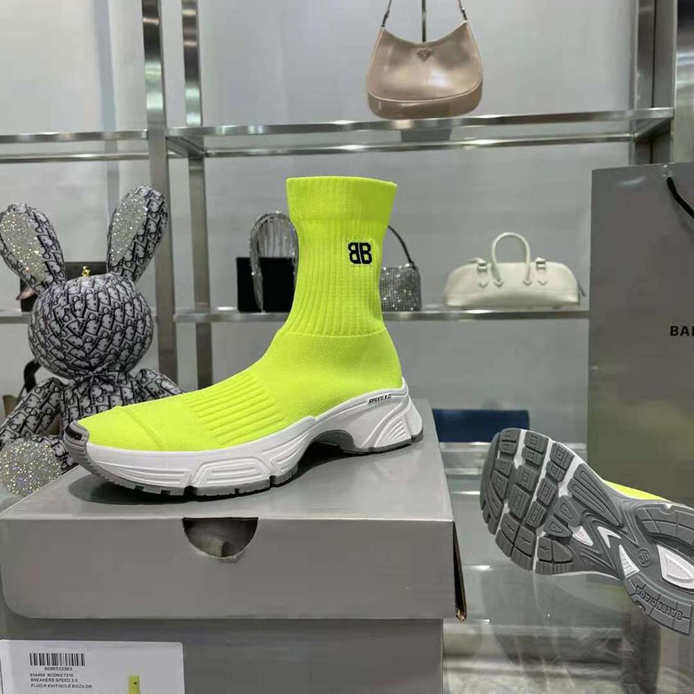 Balenciaga Women Speed 3.0 Sneaker in Neon Yellow Recycled Knit - image 8