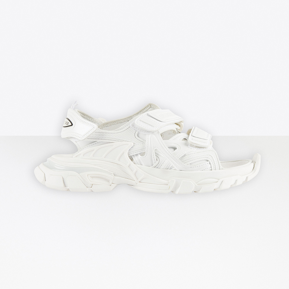 Side view of Balenciaga Women Track Sandal in white neoprene and rubber