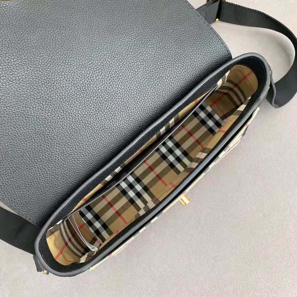 Burberry Women Leather and Vintage Check Note Crossbody Bag-Black - image 6