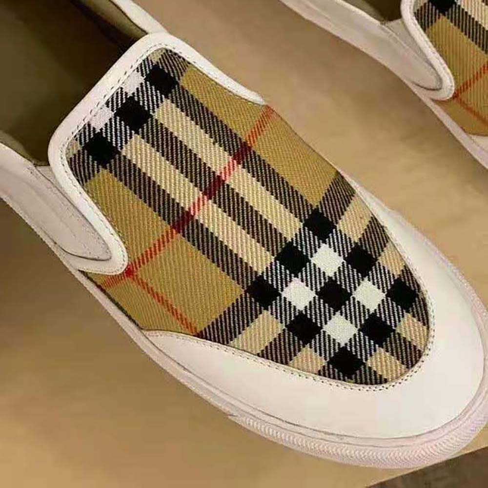 Burberry Women Leather and Vintage Check Slip-on Sneakers-White - image 5