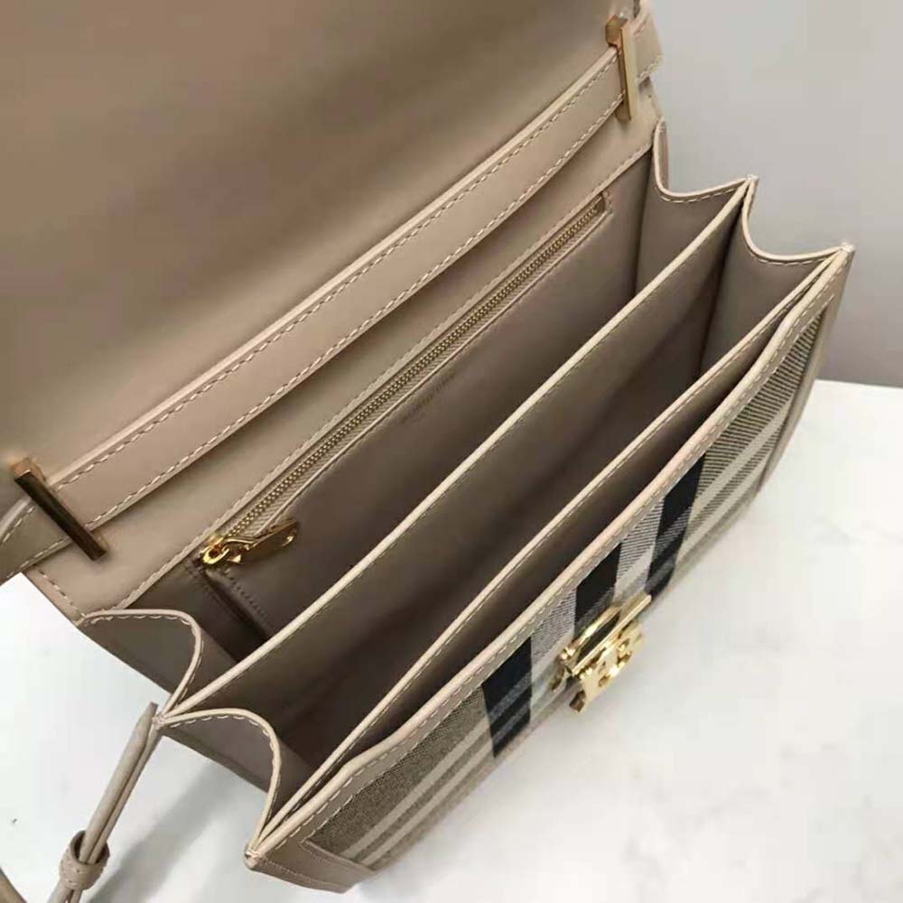 Burberry Women Medium Check Canvas and Leather TB Bag-Beige - image 8
