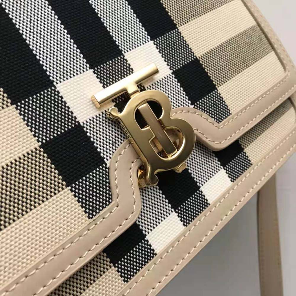Burberry Women Medium Check Canvas and Leather TB Bag-Beige - image 10