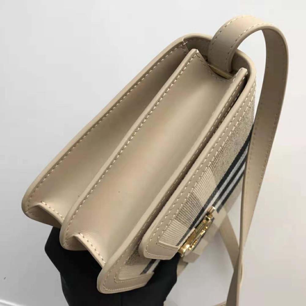 Burberry Women Medium Check Canvas and Leather TB Bag-Beige - image 7