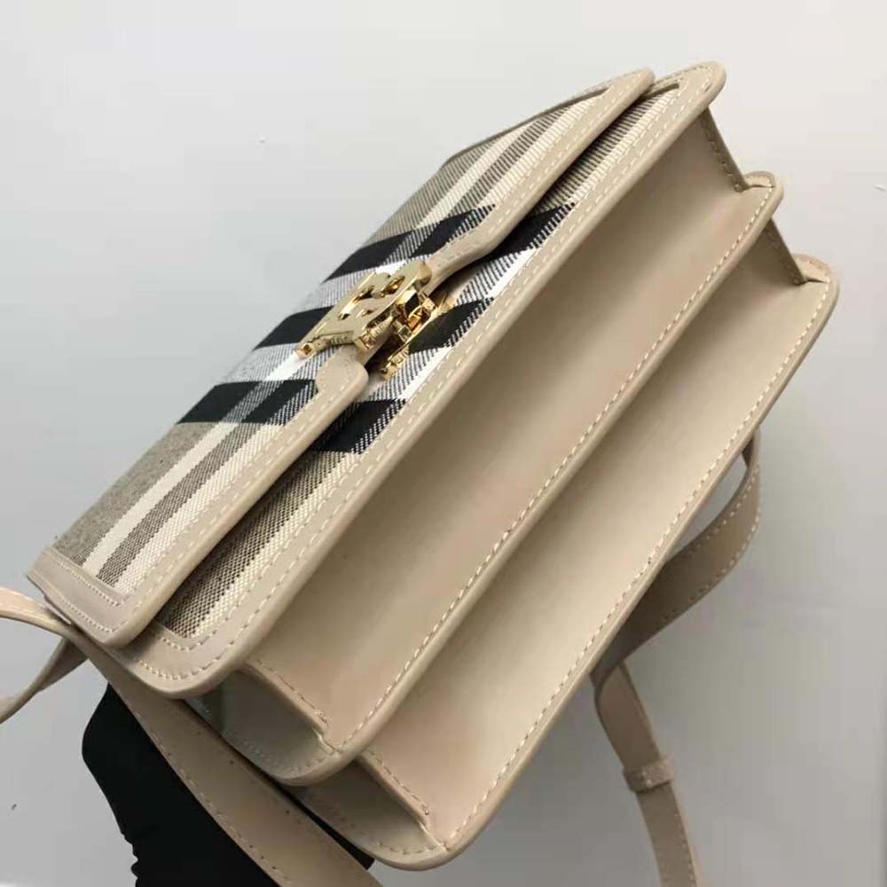 Burberry Women Medium Check Canvas and Leather TB Bag-Beige - image 6