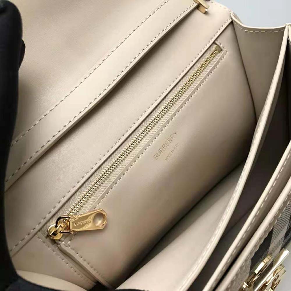 Burberry Women Medium Check Canvas and Leather TB Bag-Beige - image 9