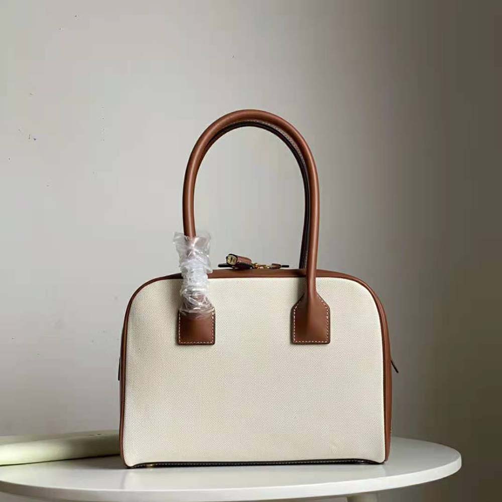 Burberry Women Medium Horseferry Print Cotton Canvas Half Cube Bag-Brown - image 4