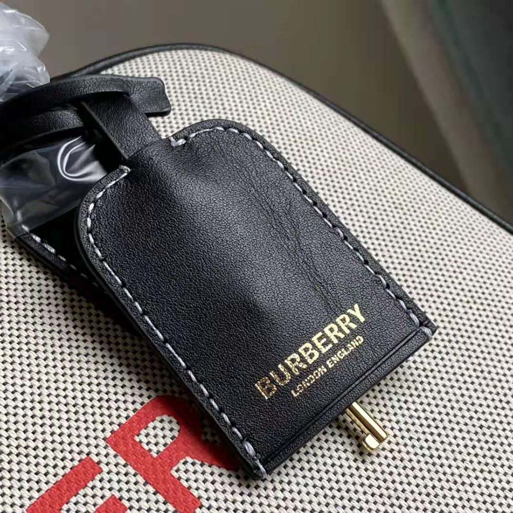 Burberry Women Medium Horseferry Print Cotton Canvas Half Cube Bag-Black - image 10