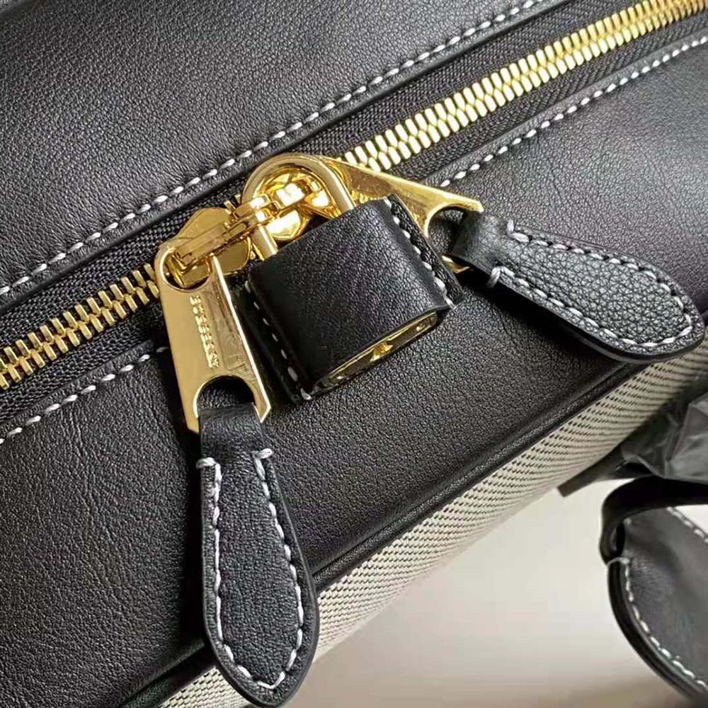 Burberry Women Medium Horseferry Print Cotton Canvas Half Cube Bag-Black - image 8