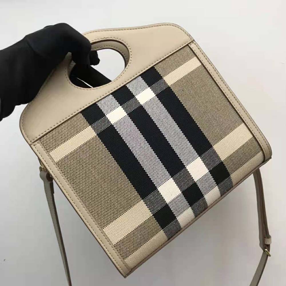 Burberry Women Mini Check Canvas and Leather Pocket Bag - image 4