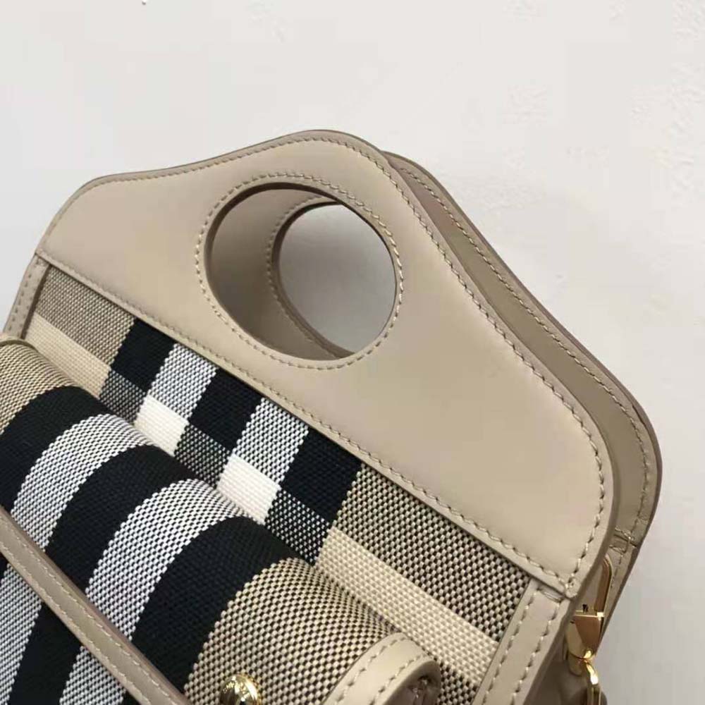 Burberry Women Mini Check Canvas and Leather Pocket Bag - image 8