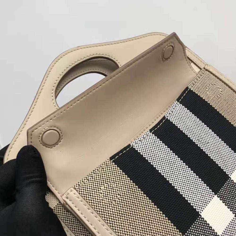 Burberry Women Mini Check Canvas and Leather Pocket Bag - image 9