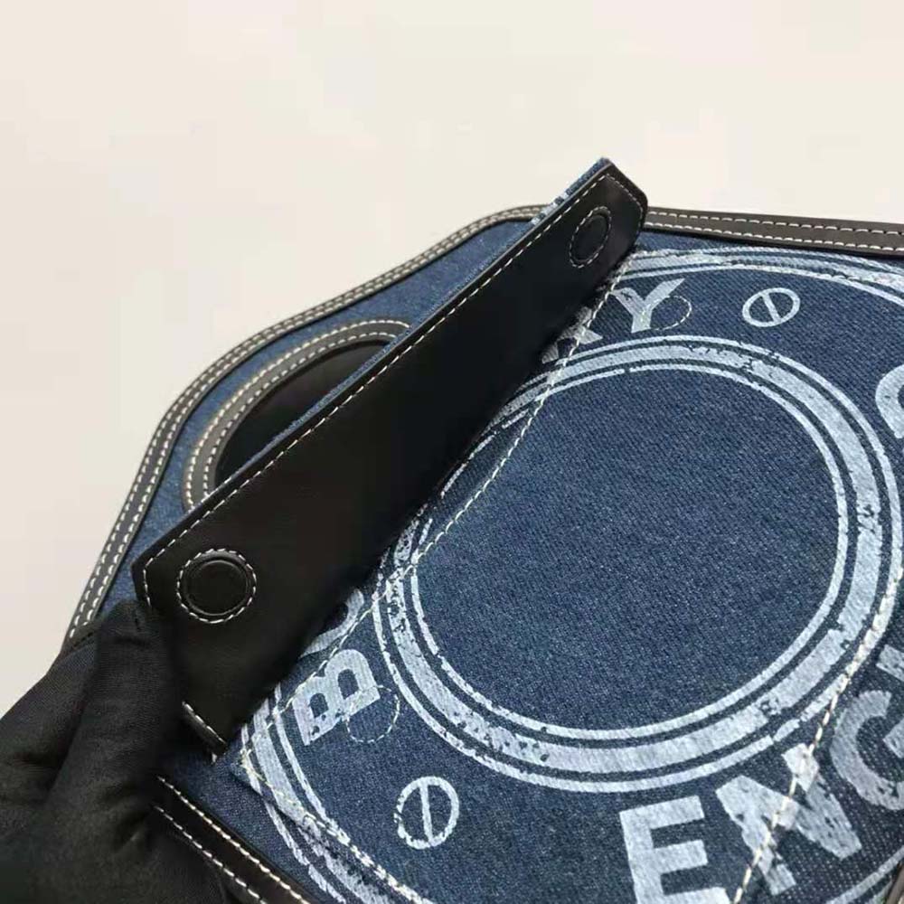Burberry Women Mini Logo Graphic Denim and Leather Pocket Bag - image 8
