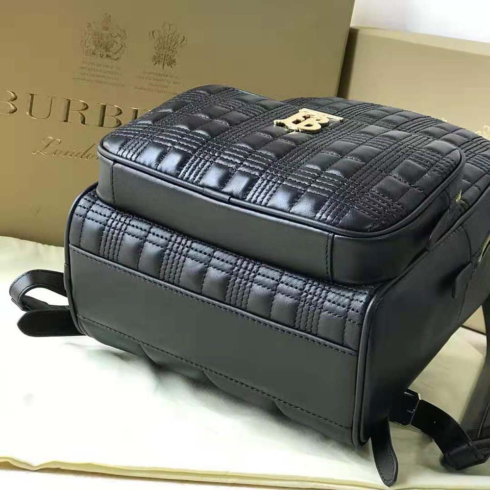 Burberry Women Quilted Check Lambskin Backpack-Black - image 4