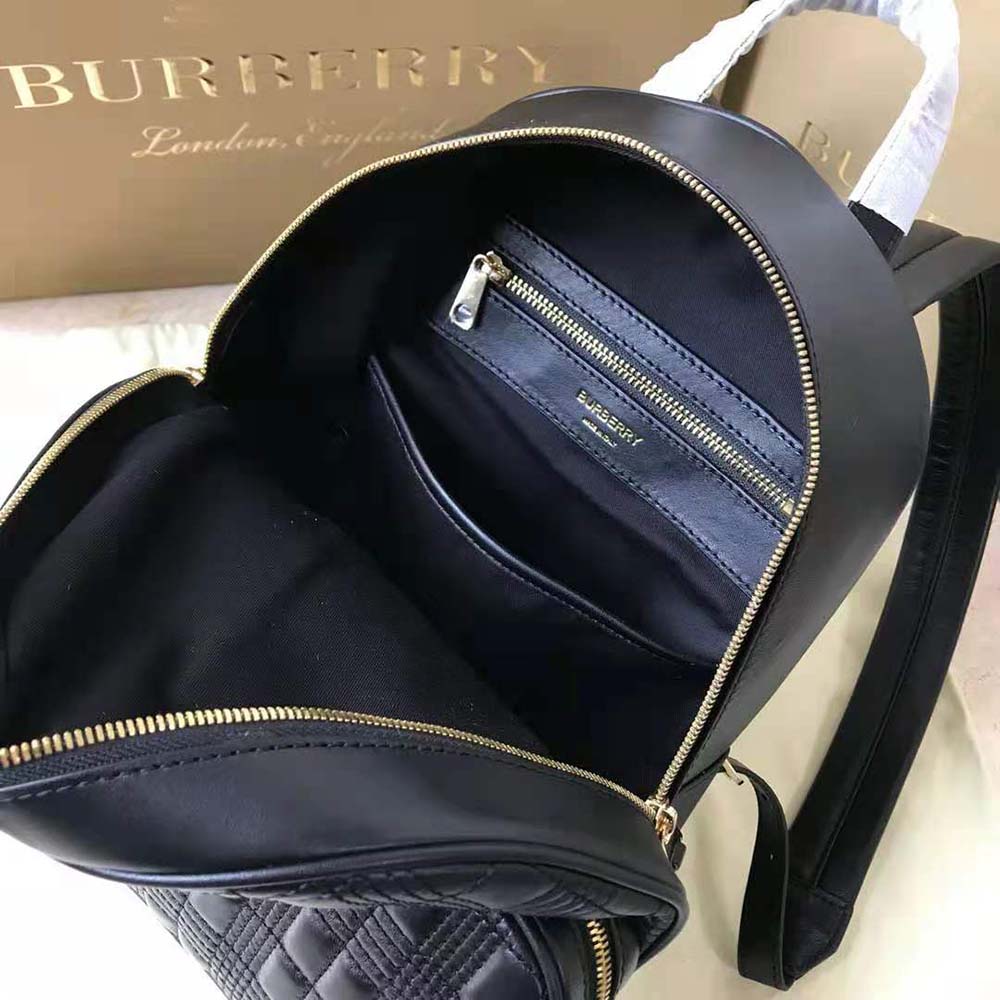 Burberry Women Quilted Check Lambskin Backpack-Black - image 5