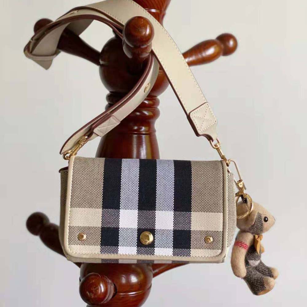 Burberry Women Small Check Canvas Crossbody Bag - image 4