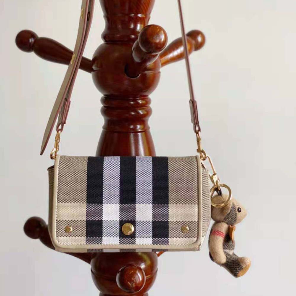 Burberry Women Small Check Canvas Crossbody Bag - image 5