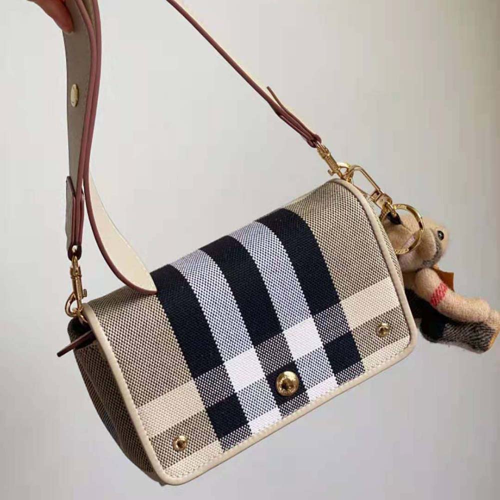 Burberry Women Small Check Canvas Crossbody Bag - image 6