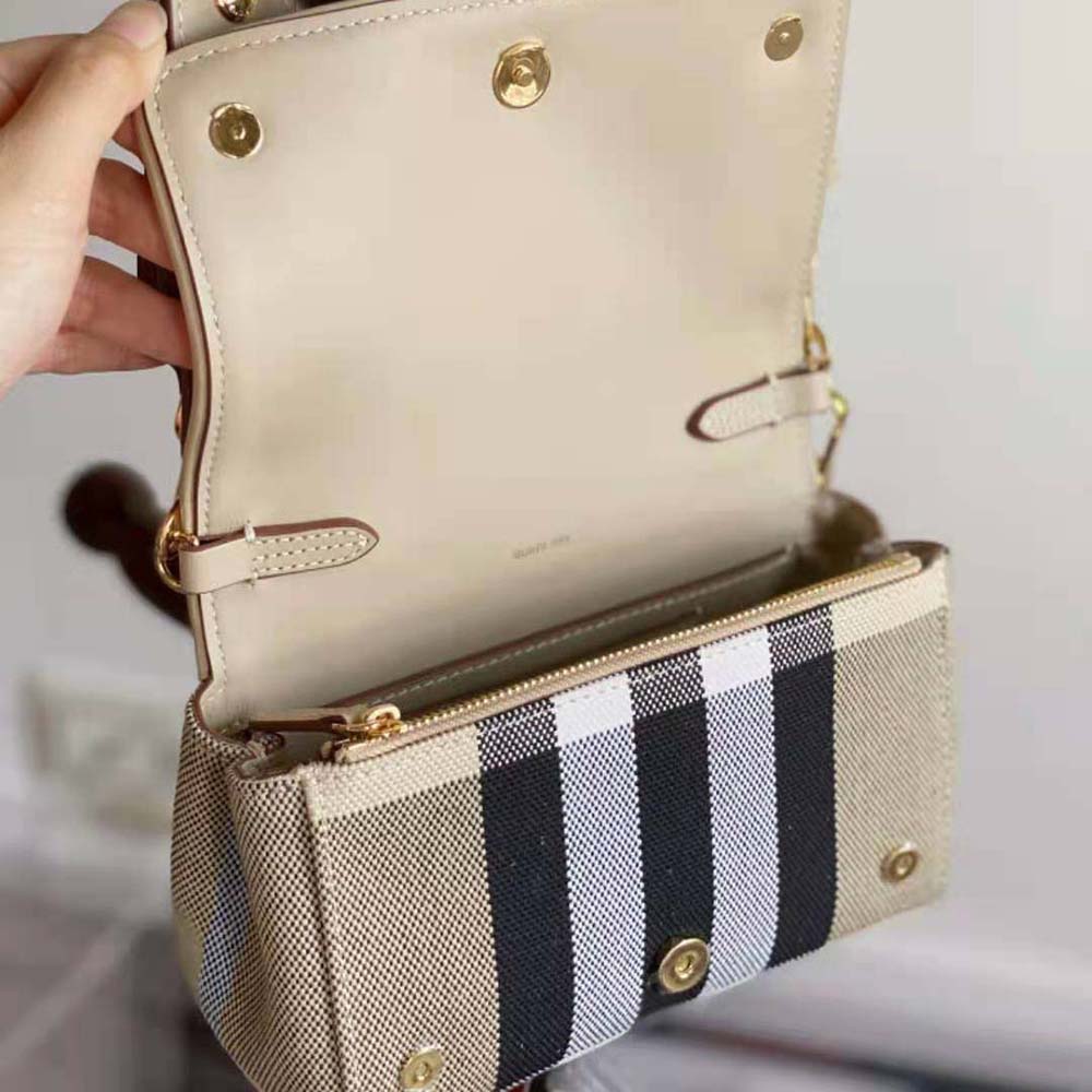 Burberry Women Small Check Canvas Crossbody Bag - image 8