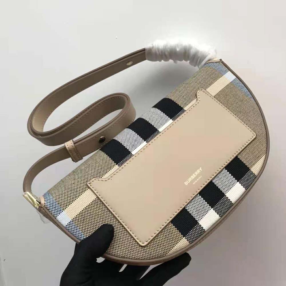 Burberry Women Small Check Canvas and Leather Olympia Bag - image 4