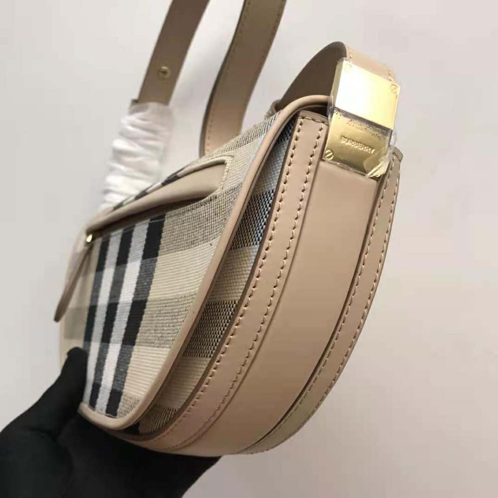 Burberry Women Small Check Canvas and Leather Olympia Bag - image 6