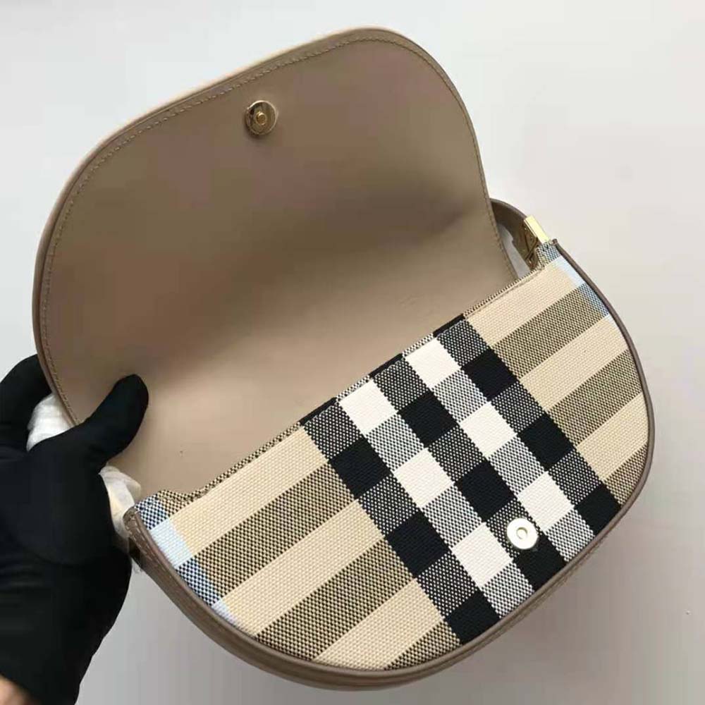Burberry Women Small Check Canvas and Leather Olympia Bag - image 5