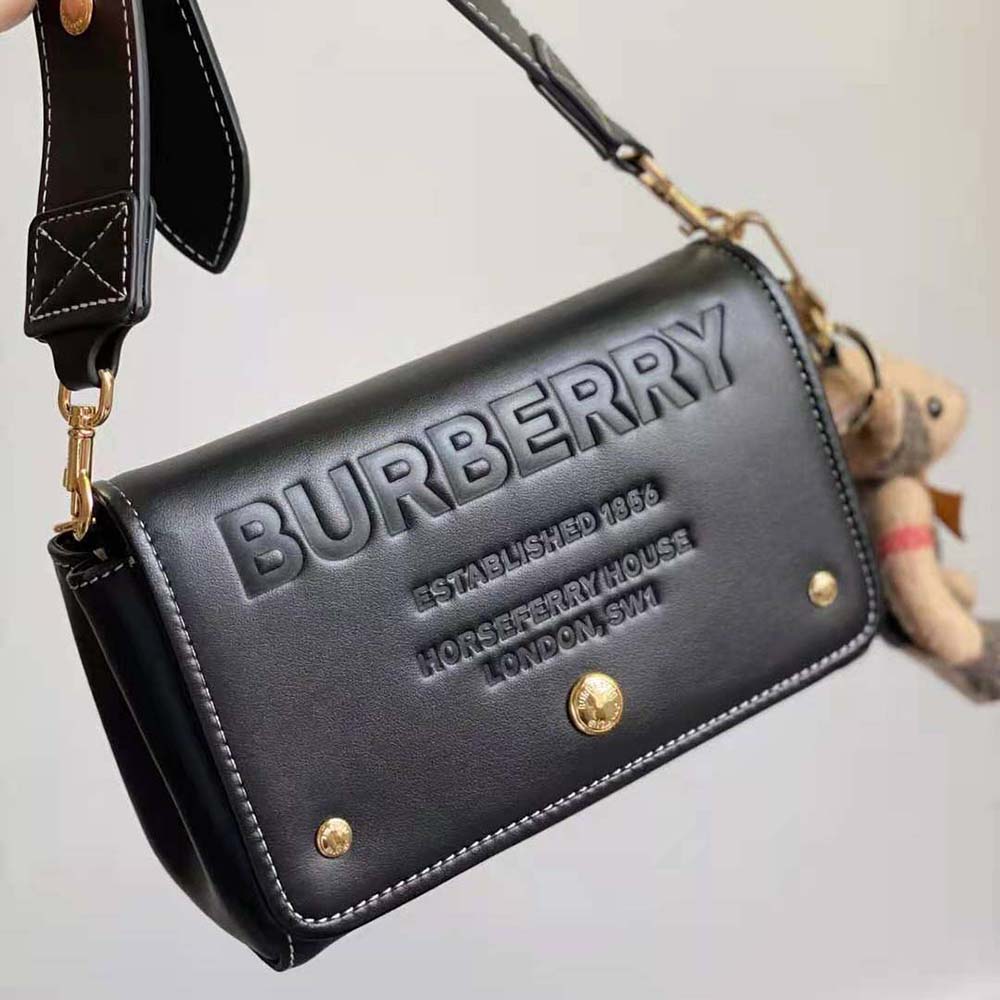 Burberry Women Small Horseferry Leather Crossbody Bag-Black - image 7