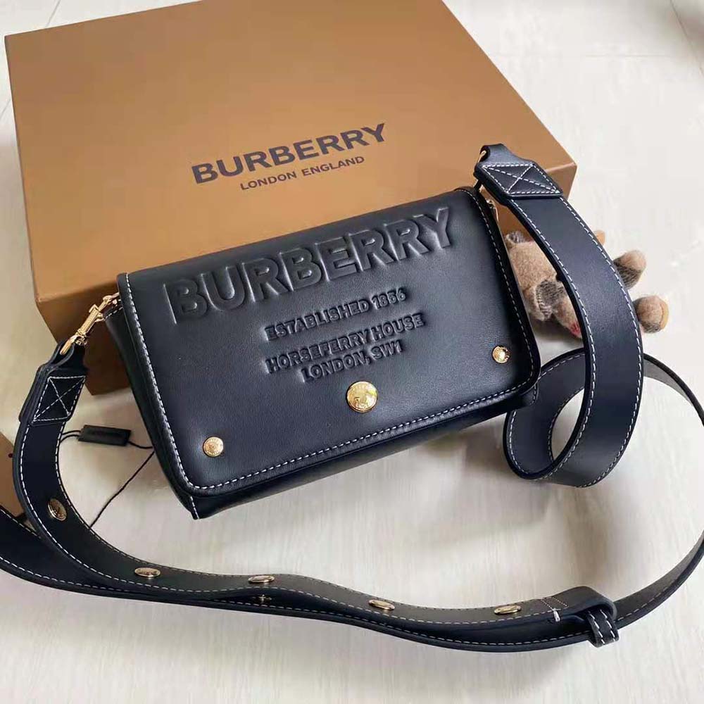 Burberry Women Small Horseferry Leather Crossbody Bag-Black - image 4