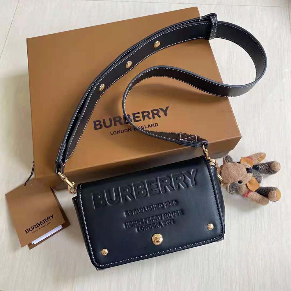 Burberry Women Small Horseferry Leather Crossbody Bag-Black - image 5
