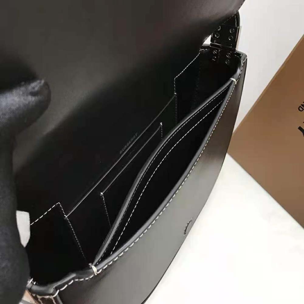 Burberry Women Small Logo Graphic Denim and Leather Olympia Bag - image 9