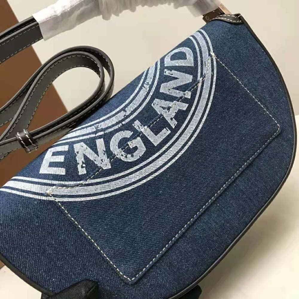 Burberry Women Small Logo Graphic Denim and Leather Olympia Bag - image 7