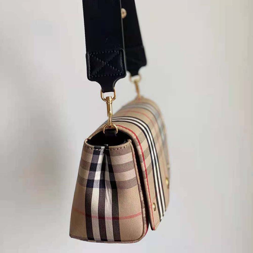 Burberry Women Small Vintage Check and Leather Crossbody Bag-Brown - image 8